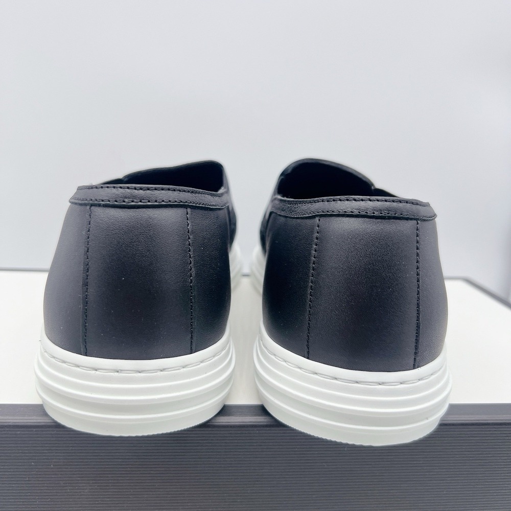 Gucci Signature Web Sneakers Loafers Black Leather Slip On UK 8 US 8.5 - Picture 7 of 14